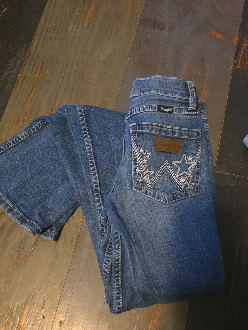 Wrangler Women's Dark Blue Boot Cut Jeans with Star Embroidery